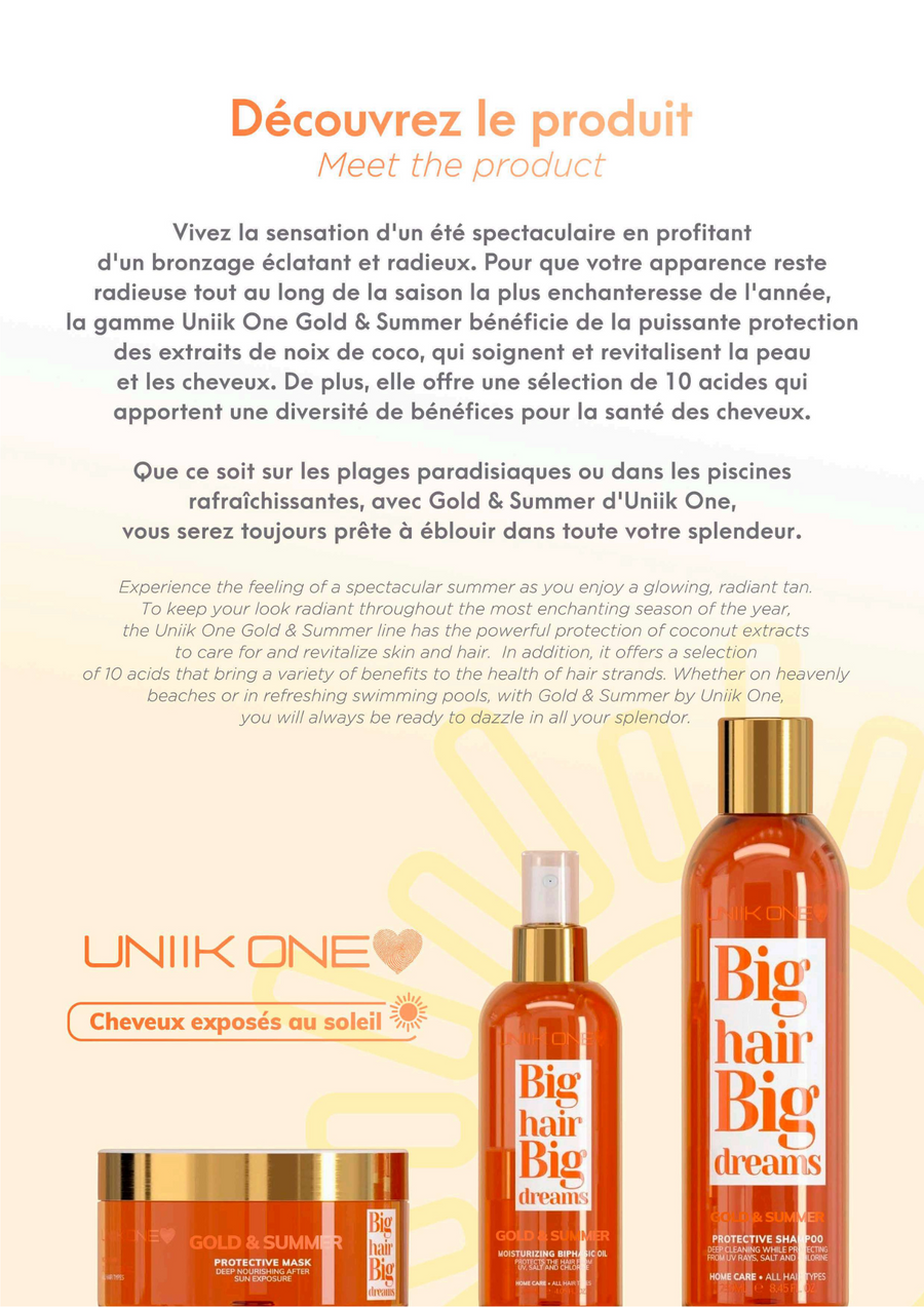 Gold & Summer – Kit complet – Shampooing, masque et huile solaire